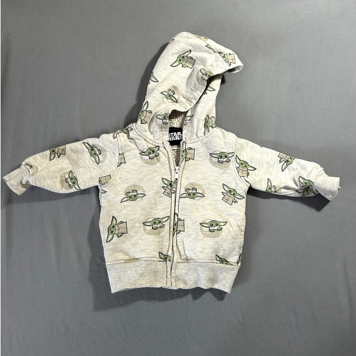 Star Wars Baby Yoda Zip Up - 12 Months - Gray